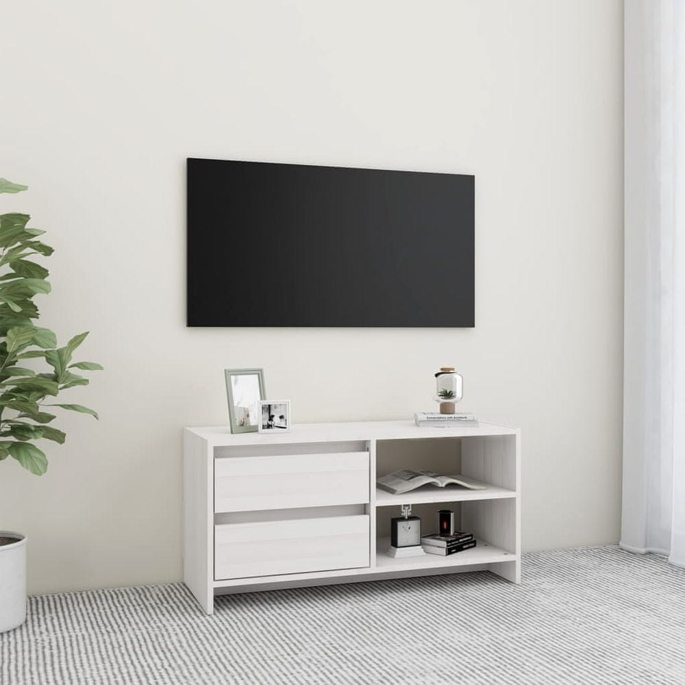 Vidaxl TV skrinka biela 80x31x39 cm borovicový masív
